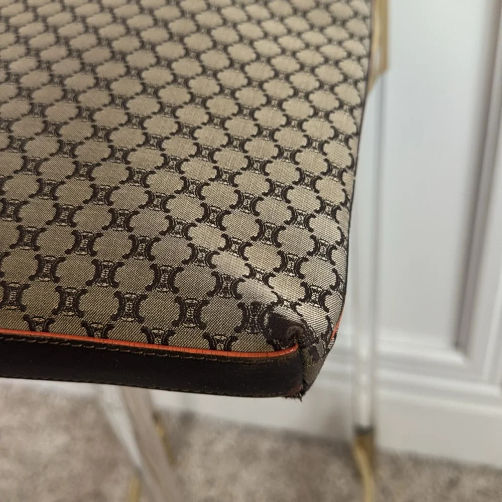 Celine Brown Monogram Canvas Satchel with Dark Brown Trim - Picture 9 of 13